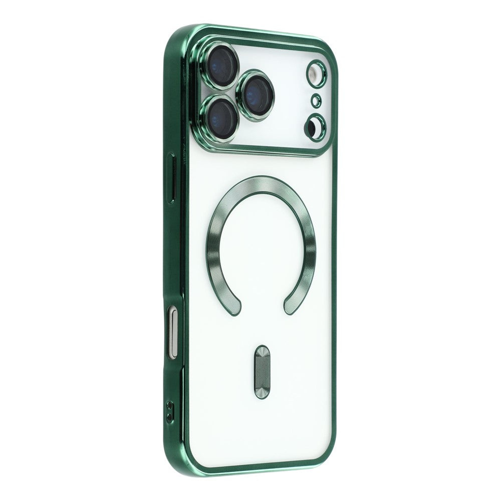 For iPhone 17 Pro Max Case Compatible with MagSafe Electroplated TPU Phone Cover with Lens Film - Green