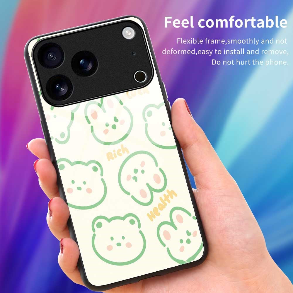 For iPhone 17 Pro Max Case PC TPU Tempered Glass Pattern Printing Slim Phone Back Cover - B0268