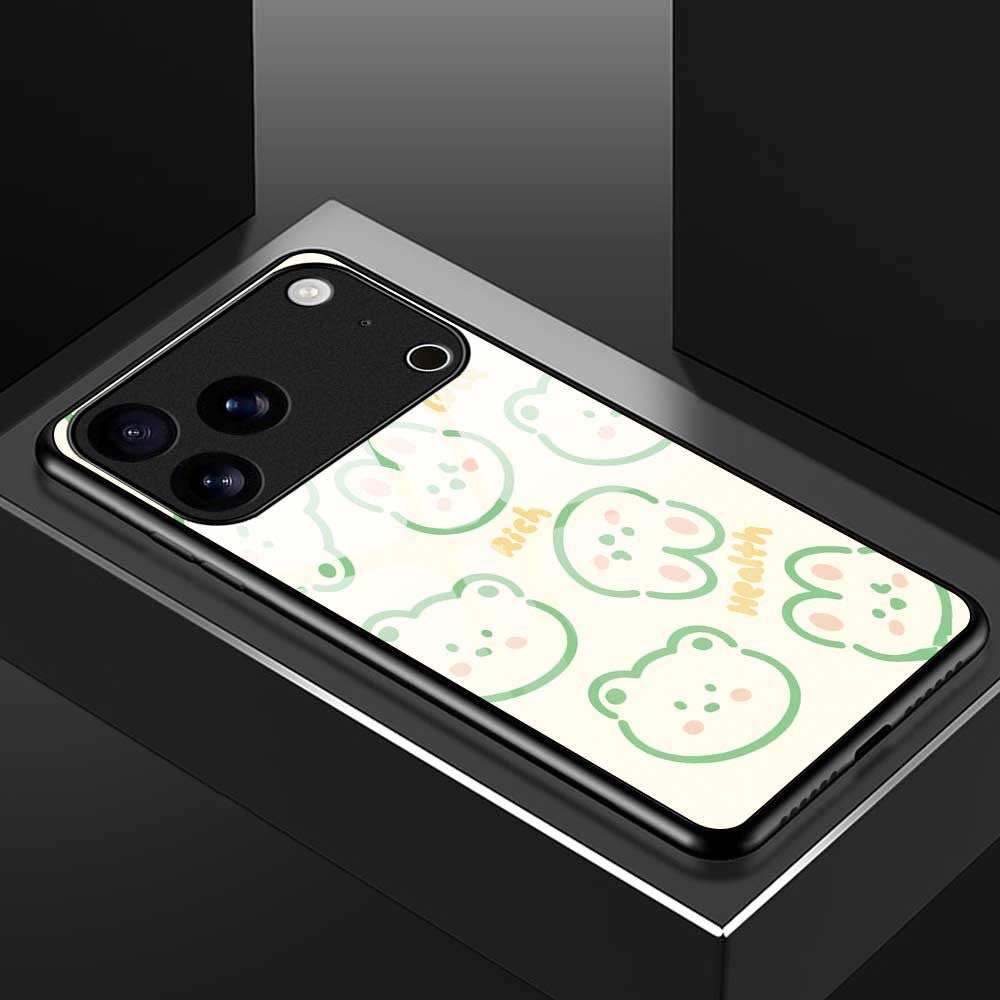 For iPhone 17 Pro Max Case PC TPU Tempered Glass Pattern Printing Slim Phone Back Cover - B0268