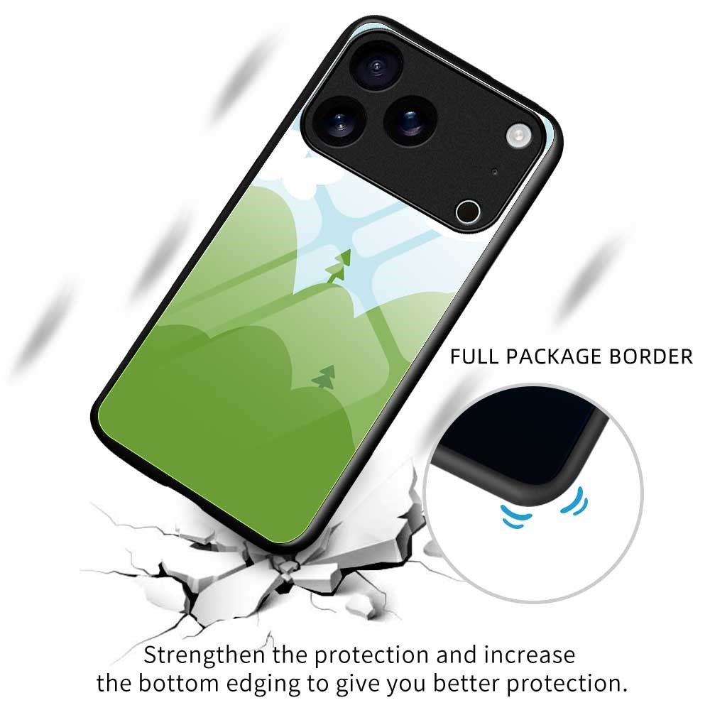 For iPhone 17 Pro Max Case PC TPU Tempered Glass Pattern Printing Slim Phone Back Cover - B0270