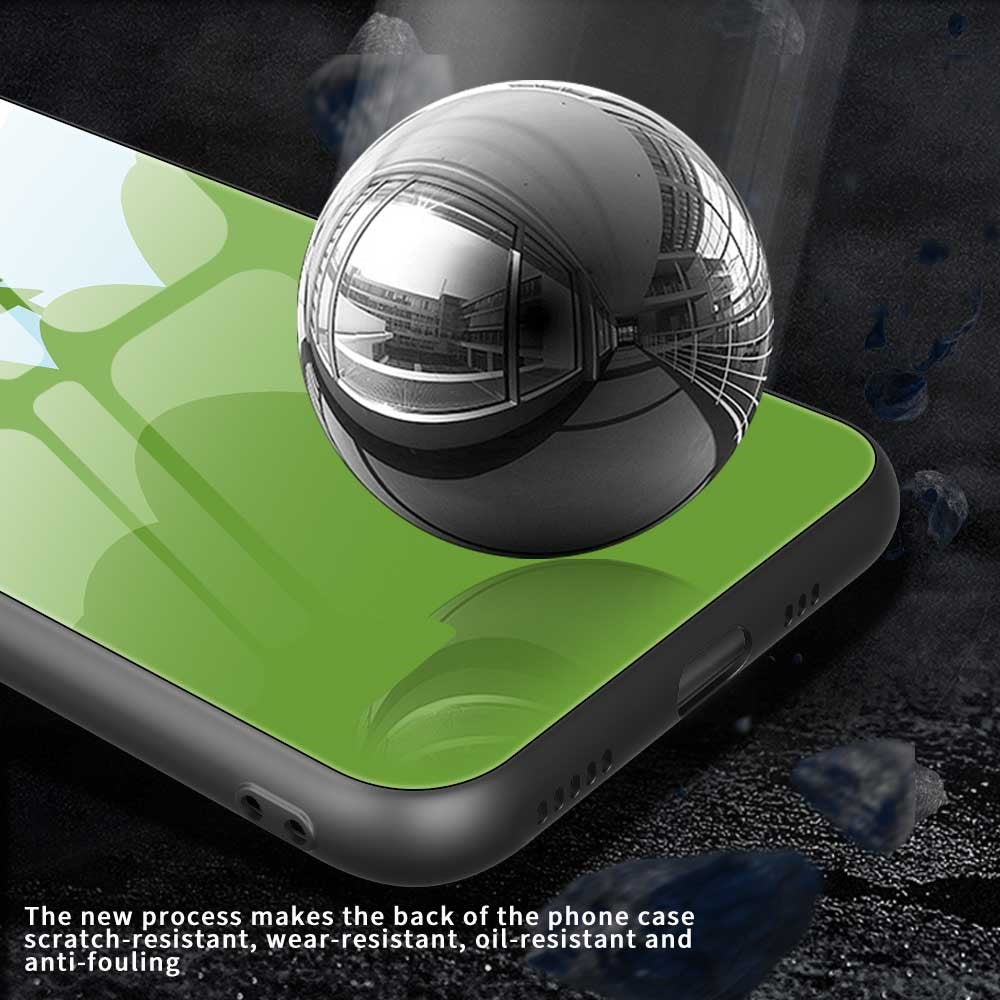 For iPhone 17 Pro Max Case PC TPU Tempered Glass Pattern Printing Slim Phone Back Cover - B0270