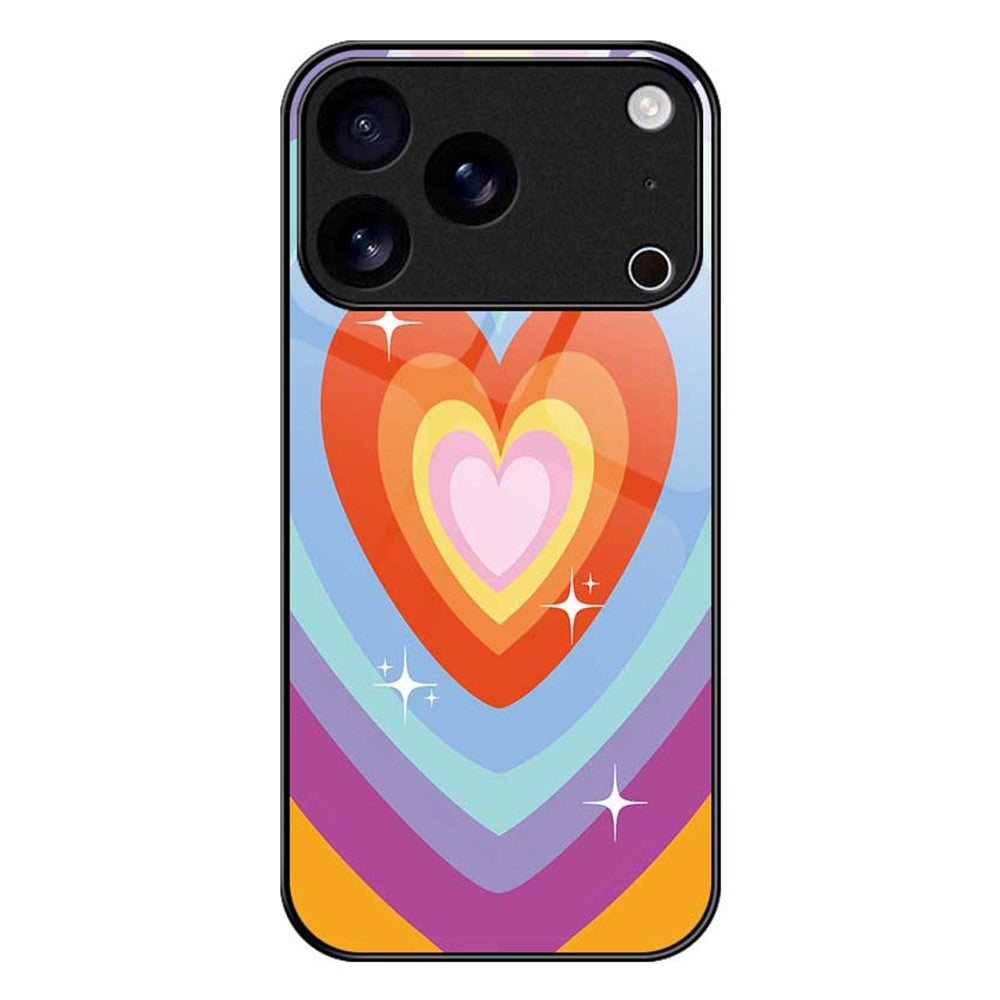 For iPhone 17 Pro Max Case PC TPU Tempered Glass Pattern Printing Slim Phone Back Cover - B0271