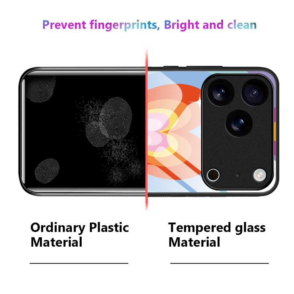 For iPhone 17 Pro Max Case PC TPU Tempered Glass Pattern Printing Slim Phone Back Cover - B0271