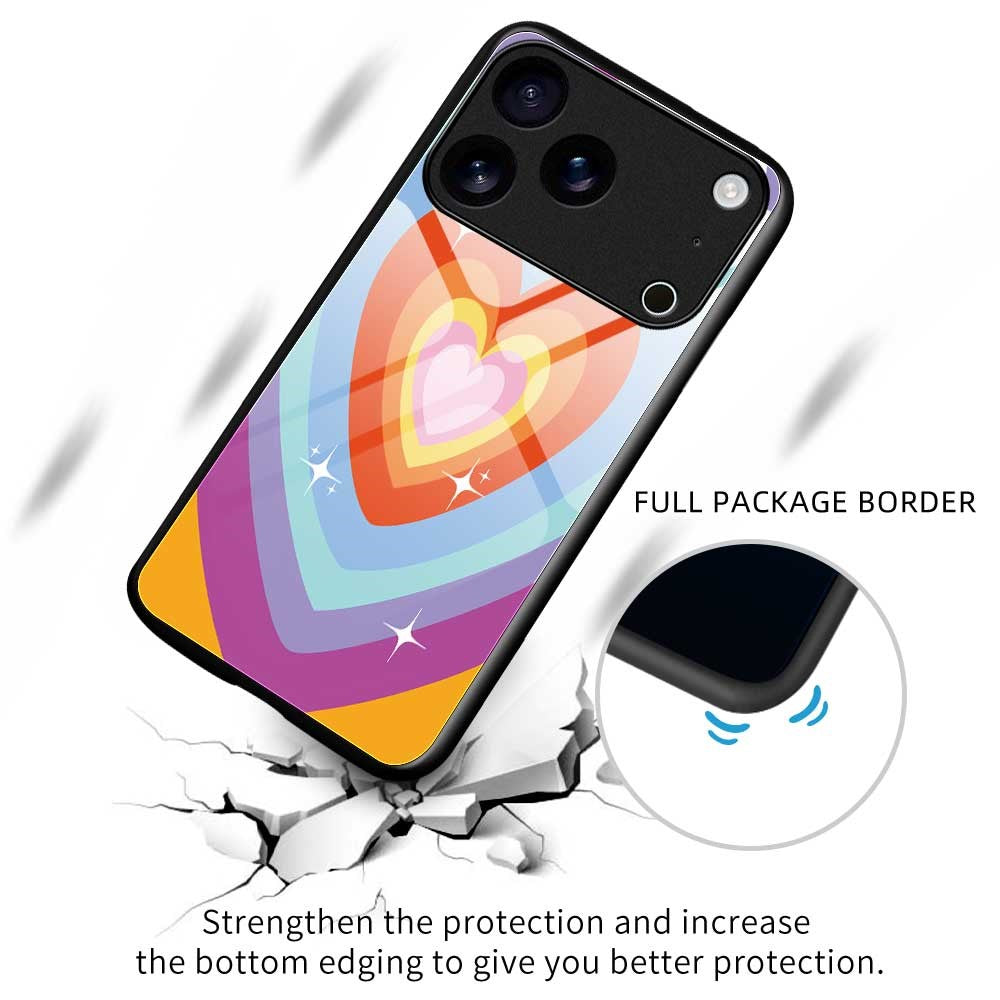 For iPhone 17 Pro Max Case PC TPU Tempered Glass Pattern Printing Slim Phone Back Cover - B0271