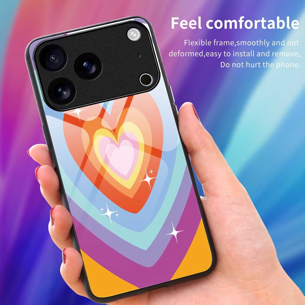 For iPhone 17 Pro Max Case PC TPU Tempered Glass Pattern Printing Slim Phone Back Cover - B0271