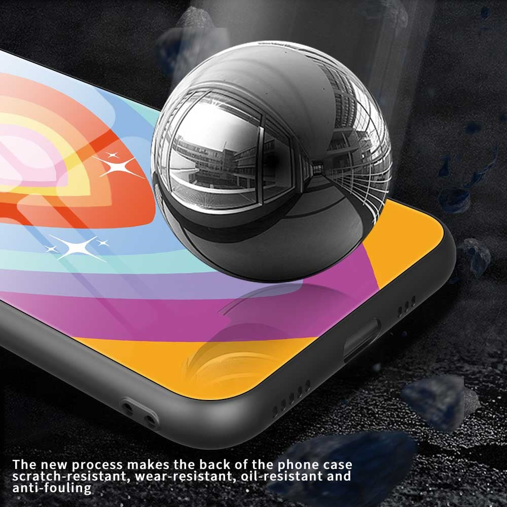 For iPhone 17 Pro Max Case PC TPU Tempered Glass Pattern Printing Slim Phone Back Cover - B0271