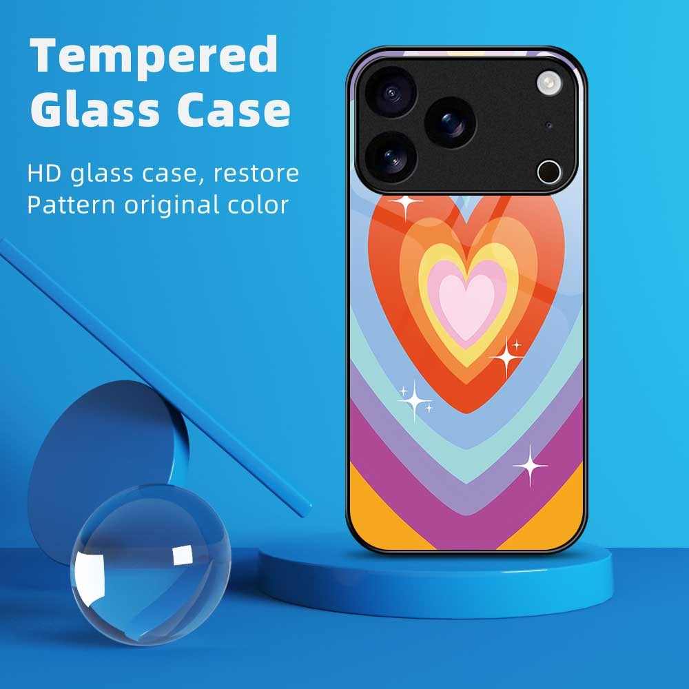 For iPhone 17 Pro Max Case PC TPU Tempered Glass Pattern Printing Slim Phone Back Cover - B0271