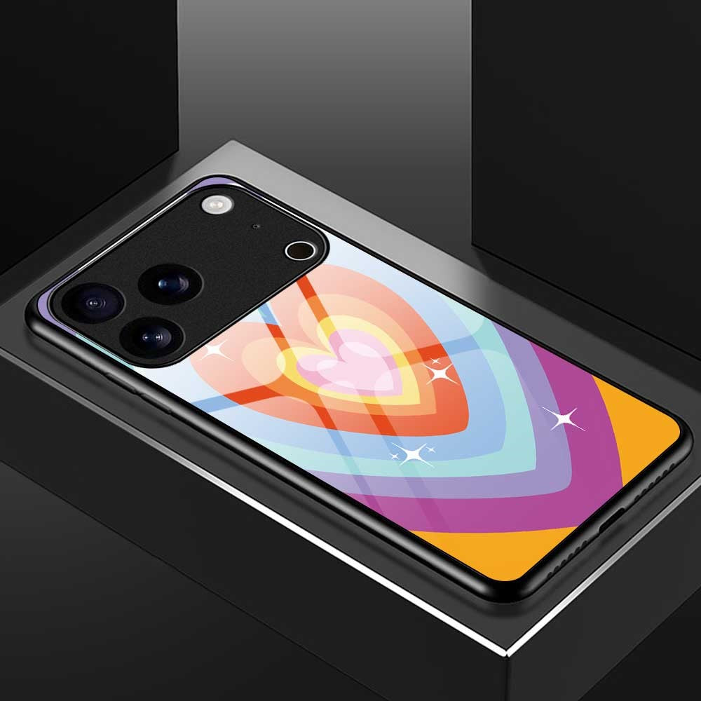 For iPhone 17 Pro Max Case PC TPU Tempered Glass Pattern Printing Slim Phone Back Cover - B0271