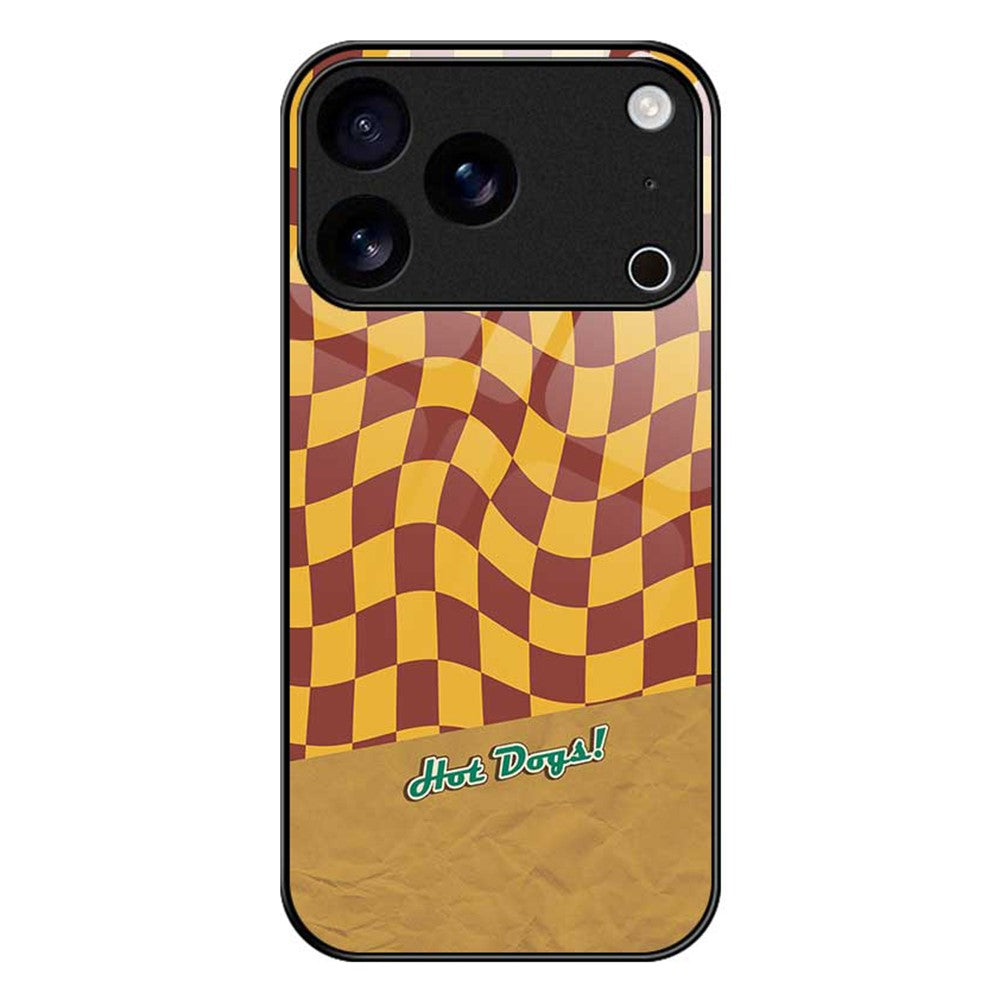 For iPhone 17 Pro Max Case PC TPU Tempered Glass Pattern Printing Slim Phone Back Cover - B0274