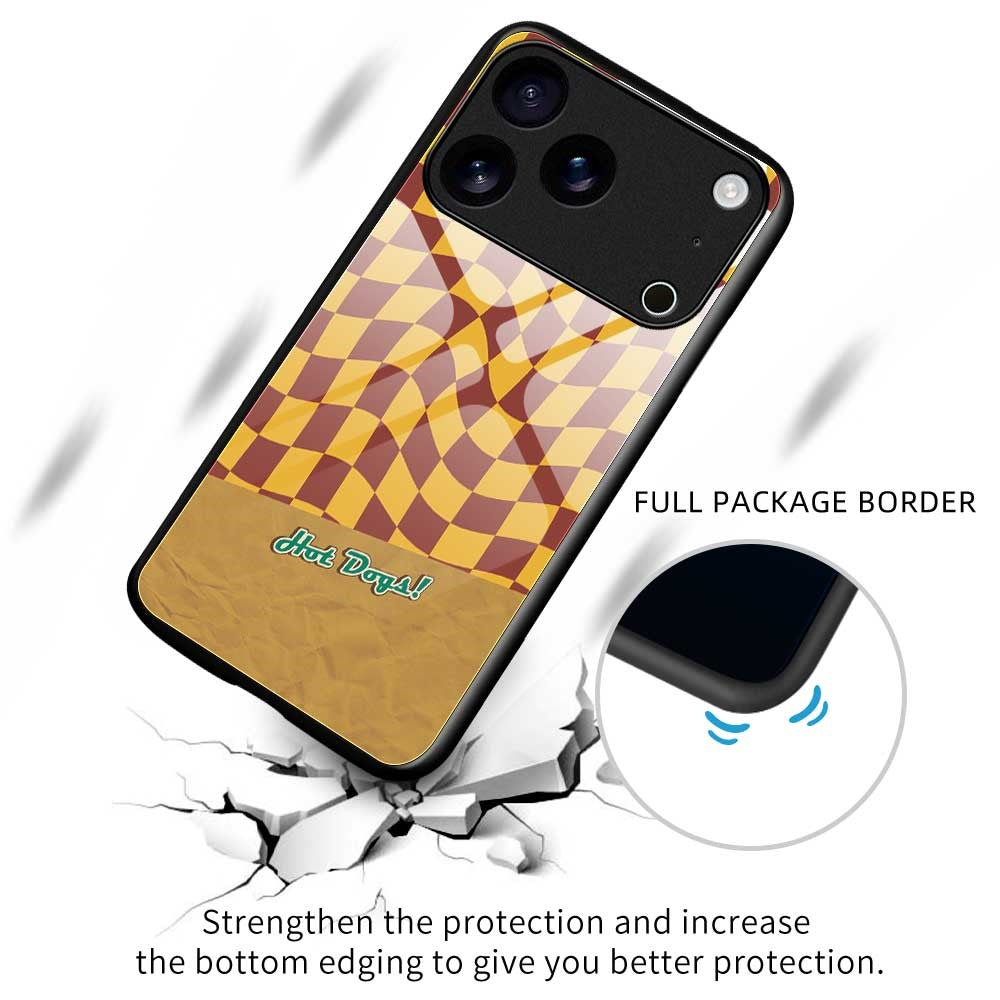 For iPhone 17 Pro Max Case PC TPU Tempered Glass Pattern Printing Slim Phone Back Cover - B0274