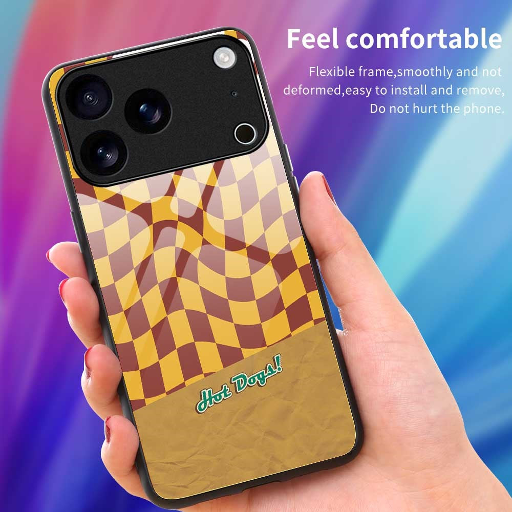 For iPhone 17 Pro Max Case PC TPU Tempered Glass Pattern Printing Slim Phone Back Cover - B0274