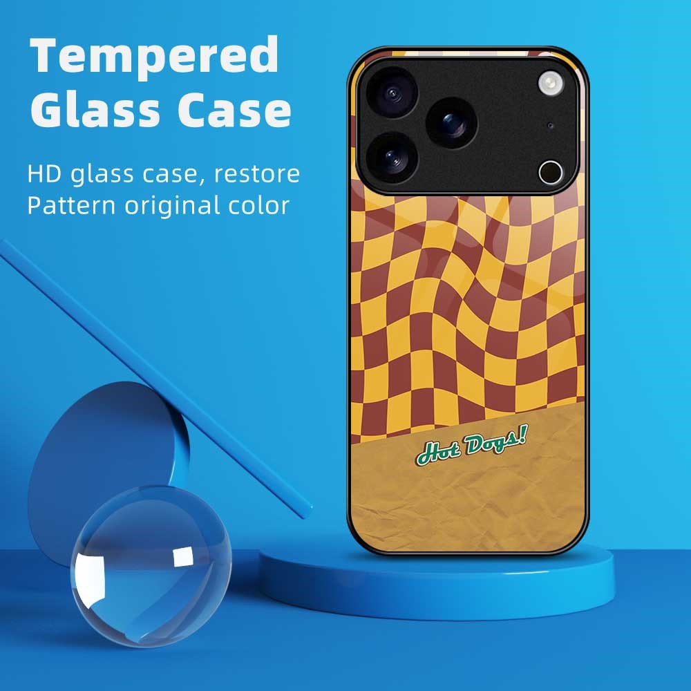 For iPhone 17 Pro Max Case PC TPU Tempered Glass Pattern Printing Slim Phone Back Cover - B0274
