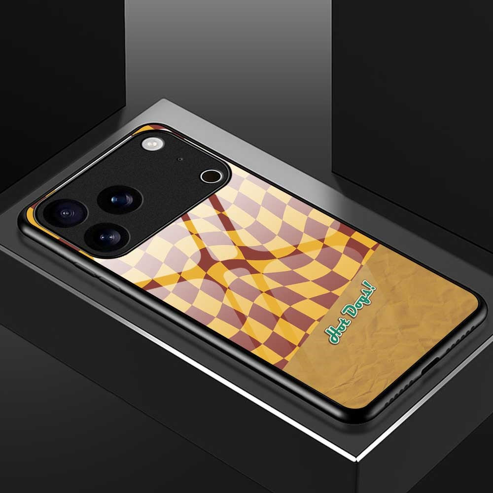 For iPhone 17 Pro Max Case PC TPU Tempered Glass Pattern Printing Slim Phone Back Cover - B0274