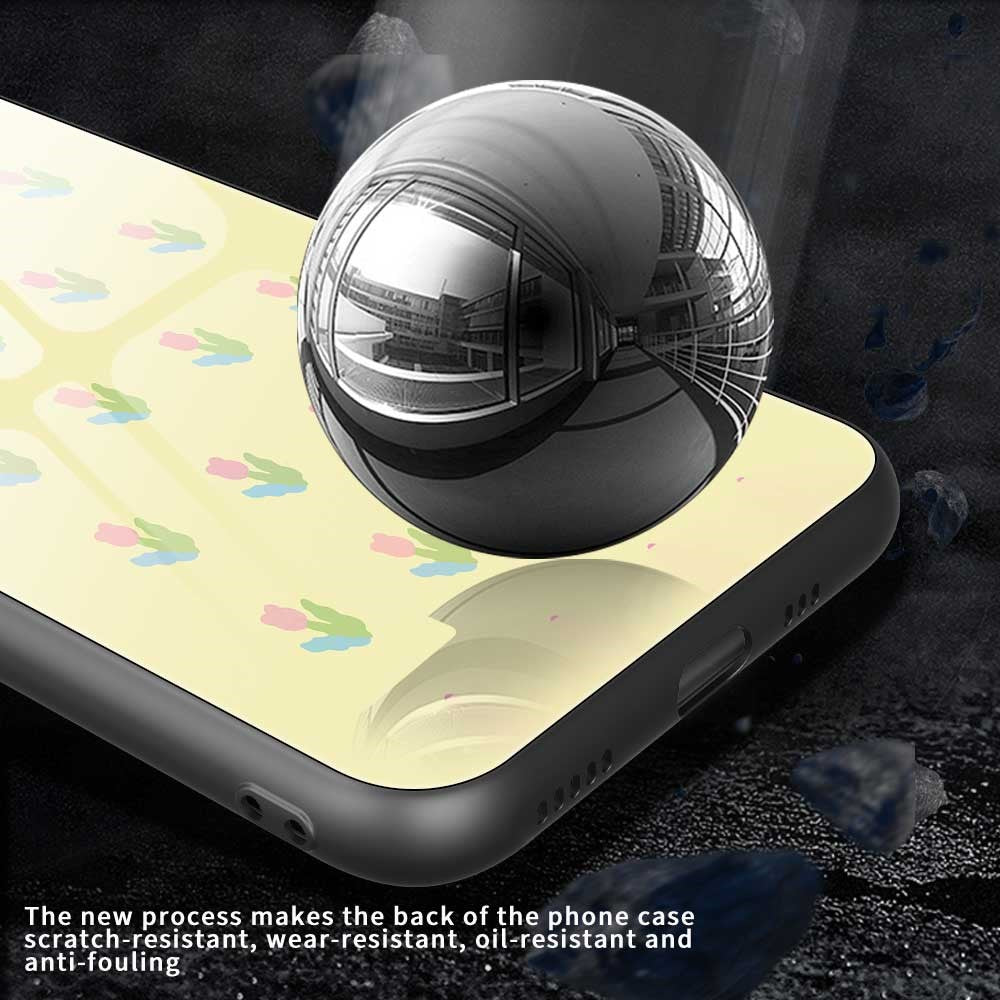 For iPhone 17 Pro Max Case PC TPU Tempered Glass Pattern Printing Slim Phone Back Cover - B0275