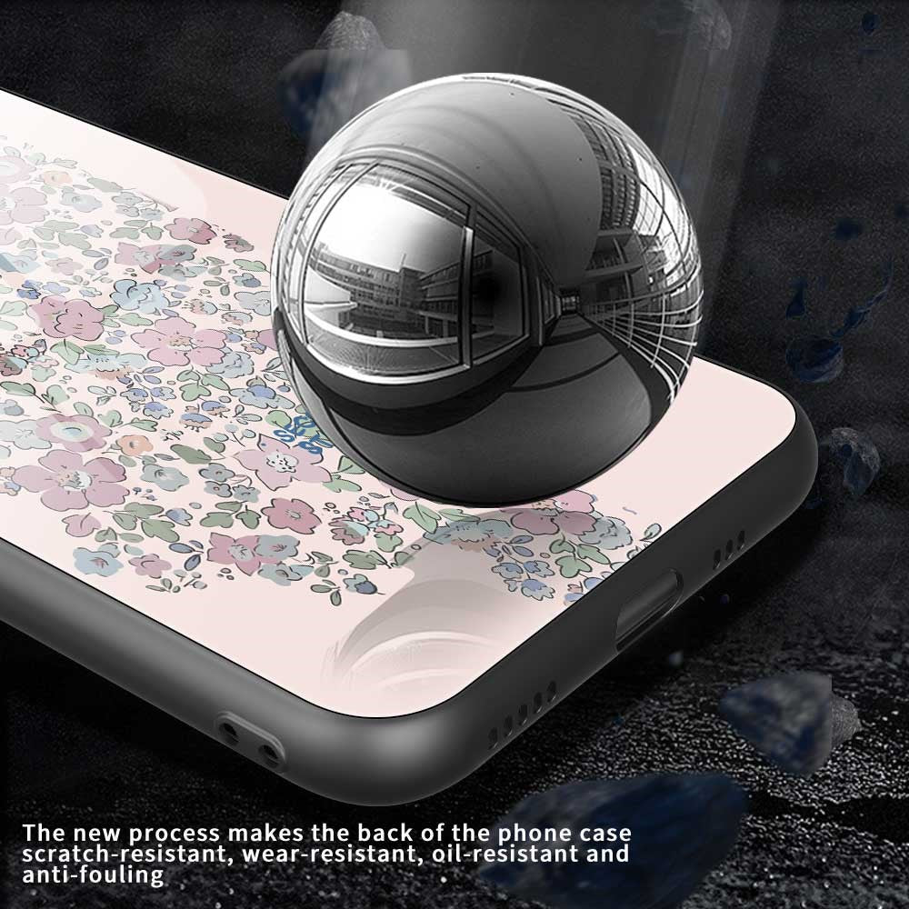 For iPhone 17 Pro Max Case PC TPU Tempered Glass Pattern Printing Slim Phone Back Cover - B0278