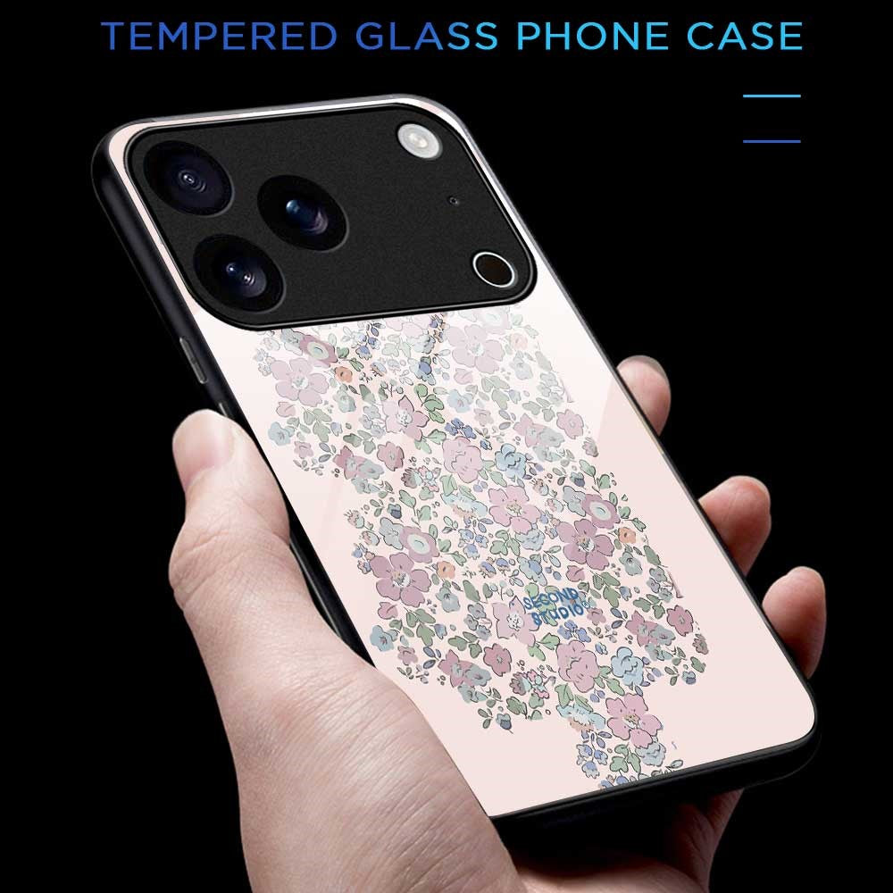 For iPhone 17 Pro Max Case PC TPU Tempered Glass Pattern Printing Slim Phone Back Cover - B0278