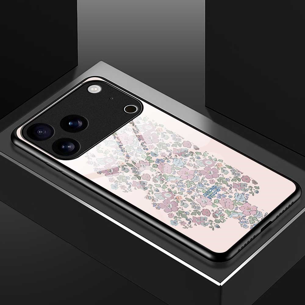 For iPhone 17 Pro Max Case PC TPU Tempered Glass Pattern Printing Slim Phone Back Cover - B0278