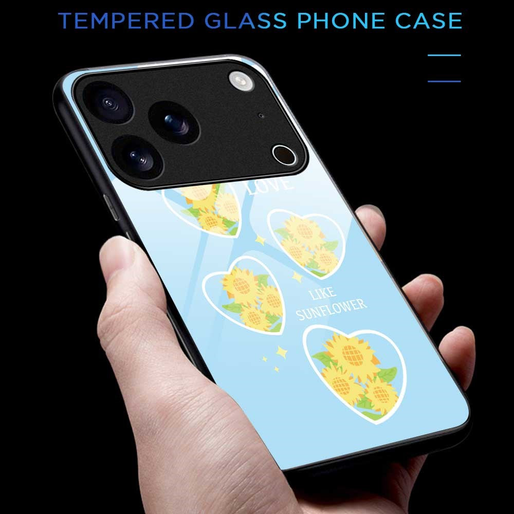 For iPhone 17 Pro Max Case PC TPU Tempered Glass Pattern Printing Slim Phone Back Cover - B0281
