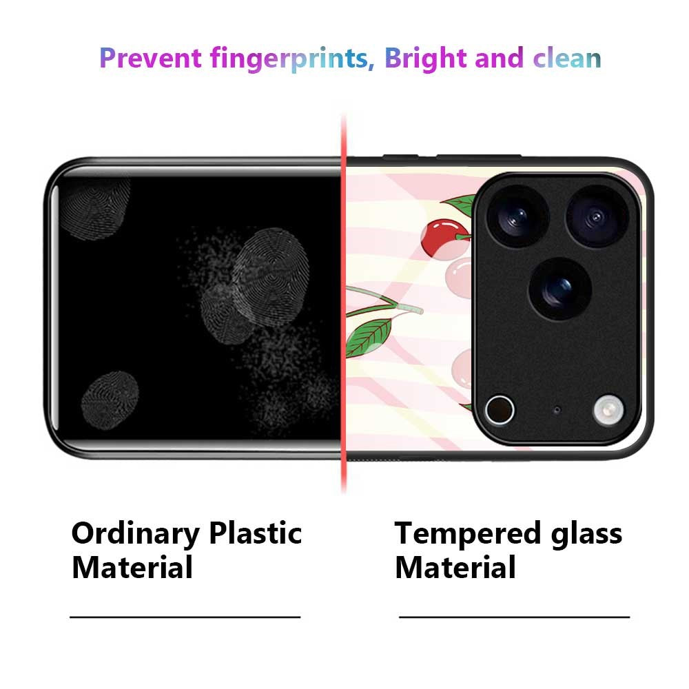 For iPhone 17 Pro Max Case PC TPU Tempered Glass Pattern Printing Slim Phone Back Cover - B0282