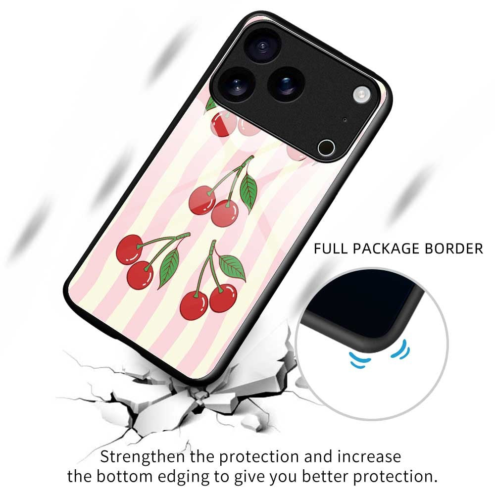 For iPhone 17 Pro Max Case PC TPU Tempered Glass Pattern Printing Slim Phone Back Cover - B0282