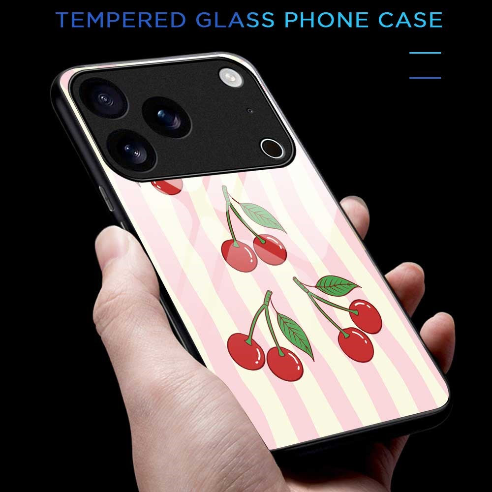 For iPhone 17 Pro Max Case PC TPU Tempered Glass Pattern Printing Slim Phone Back Cover - B0282