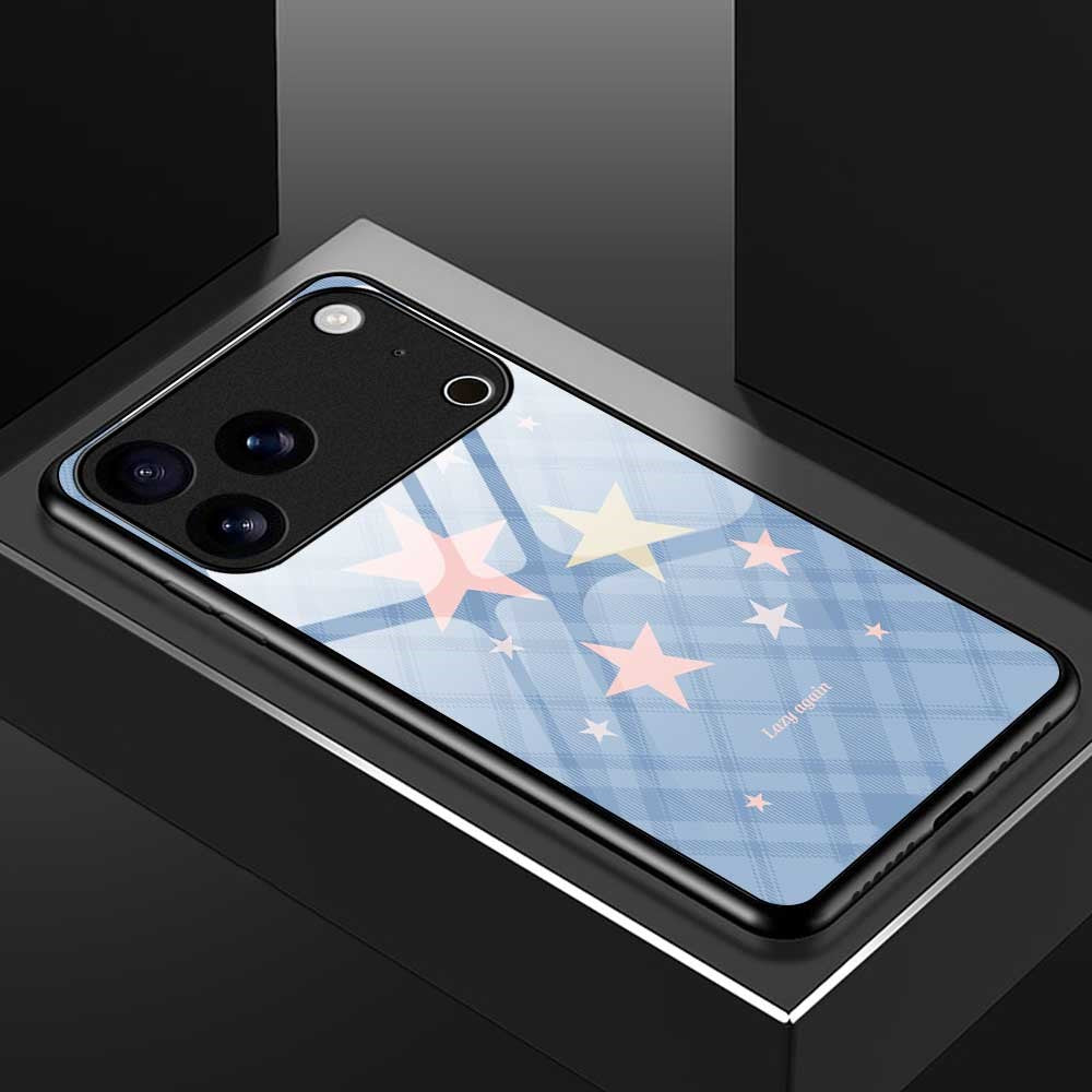 For iPhone 17 Pro Max Case PC TPU Tempered Glass Pattern Printing Slim Phone Back Cover - B0283