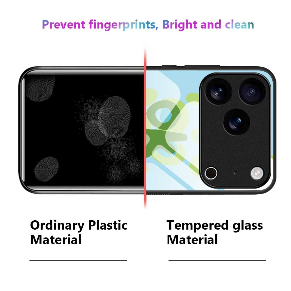 For iPhone 17 Pro Max Case PC TPU Tempered Glass Pattern Printing Slim Phone Back Cover - B0285