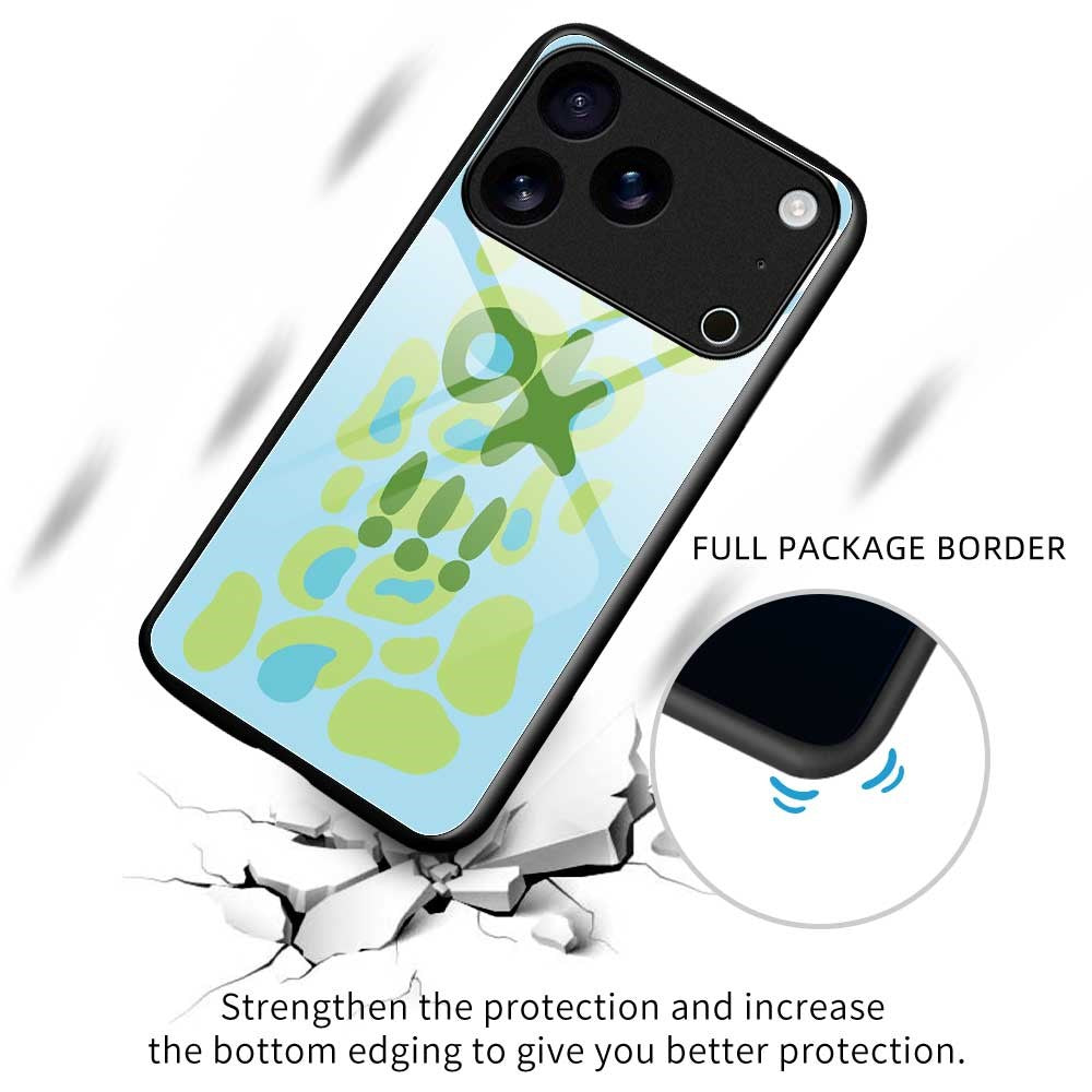 For iPhone 17 Pro Max Case PC TPU Tempered Glass Pattern Printing Slim Phone Back Cover - B0285