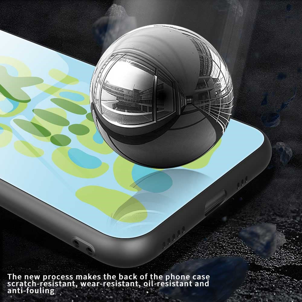 For iPhone 17 Pro Max Case PC TPU Tempered Glass Pattern Printing Slim Phone Back Cover - B0285