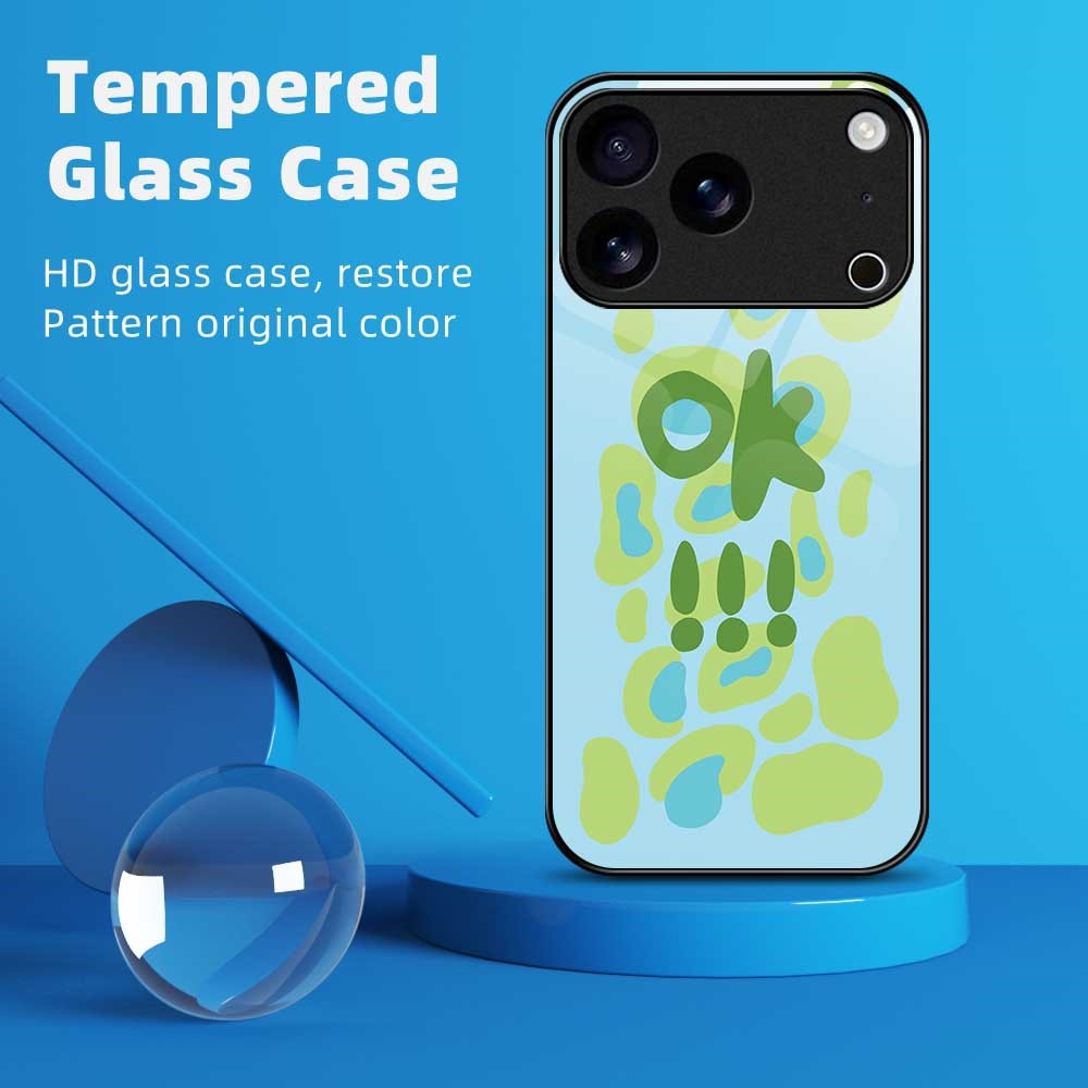 For iPhone 17 Pro Max Case PC TPU Tempered Glass Pattern Printing Slim Phone Back Cover - B0285