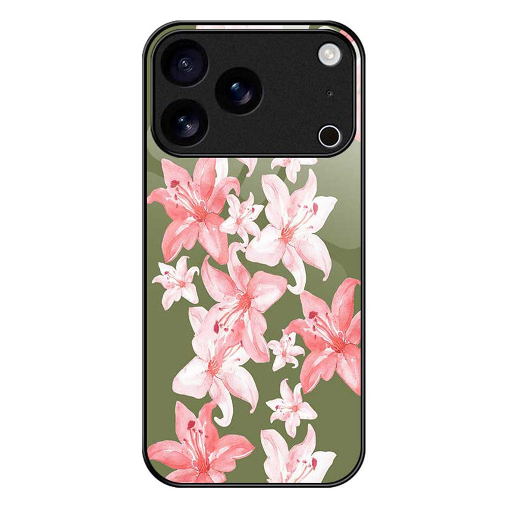 For iPhone 17 Pro Max Case PC TPU Tempered Glass Pattern Printing Slim Phone Back Cover - B0287