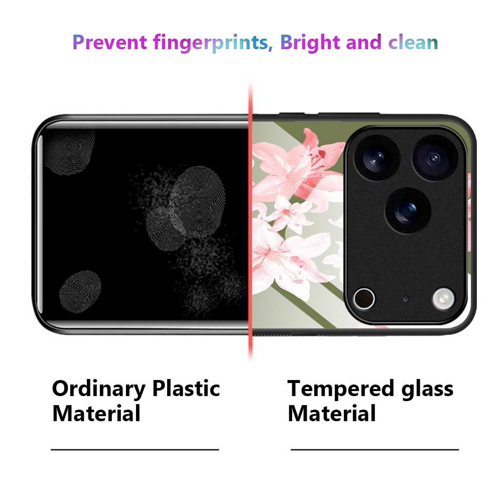 For iPhone 17 Pro Max Case PC TPU Tempered Glass Pattern Printing Slim Phone Back Cover - B0287