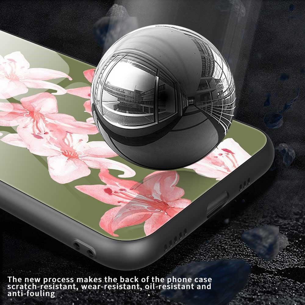For iPhone 17 Pro Max Case PC TPU Tempered Glass Pattern Printing Slim Phone Back Cover - B0287