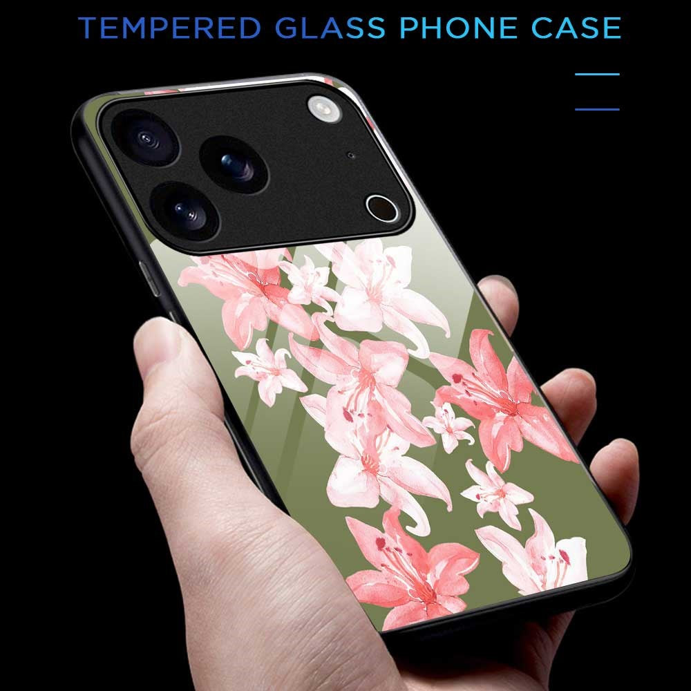 For iPhone 17 Pro Max Case PC TPU Tempered Glass Pattern Printing Slim Phone Back Cover - B0287