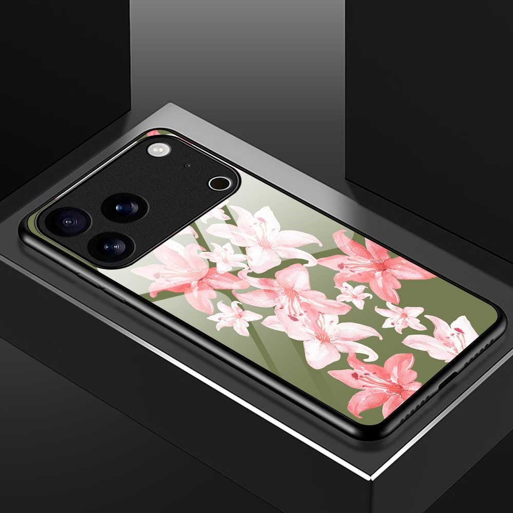 For iPhone 17 Pro Max Case PC TPU Tempered Glass Pattern Printing Slim Phone Back Cover - B0287