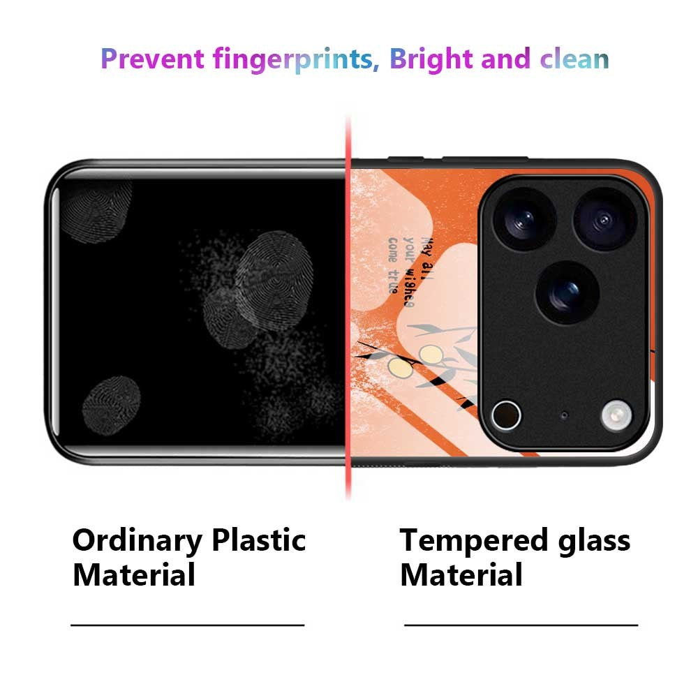 For iPhone 17 Pro Max Case PC TPU Tempered Glass Pattern Printing Slim Phone Back Cover - B0289