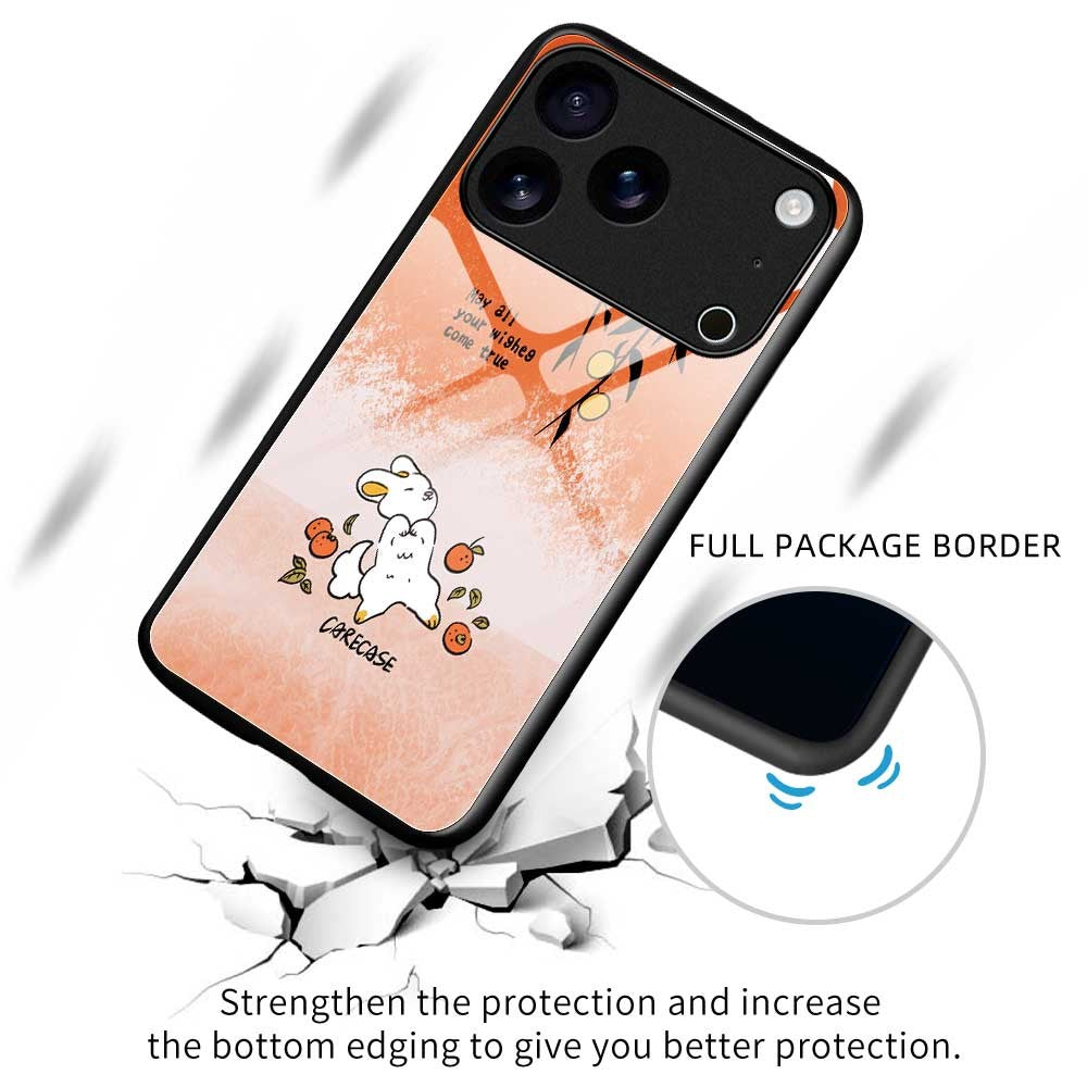 For iPhone 17 Pro Max Case PC TPU Tempered Glass Pattern Printing Slim Phone Back Cover - B0289