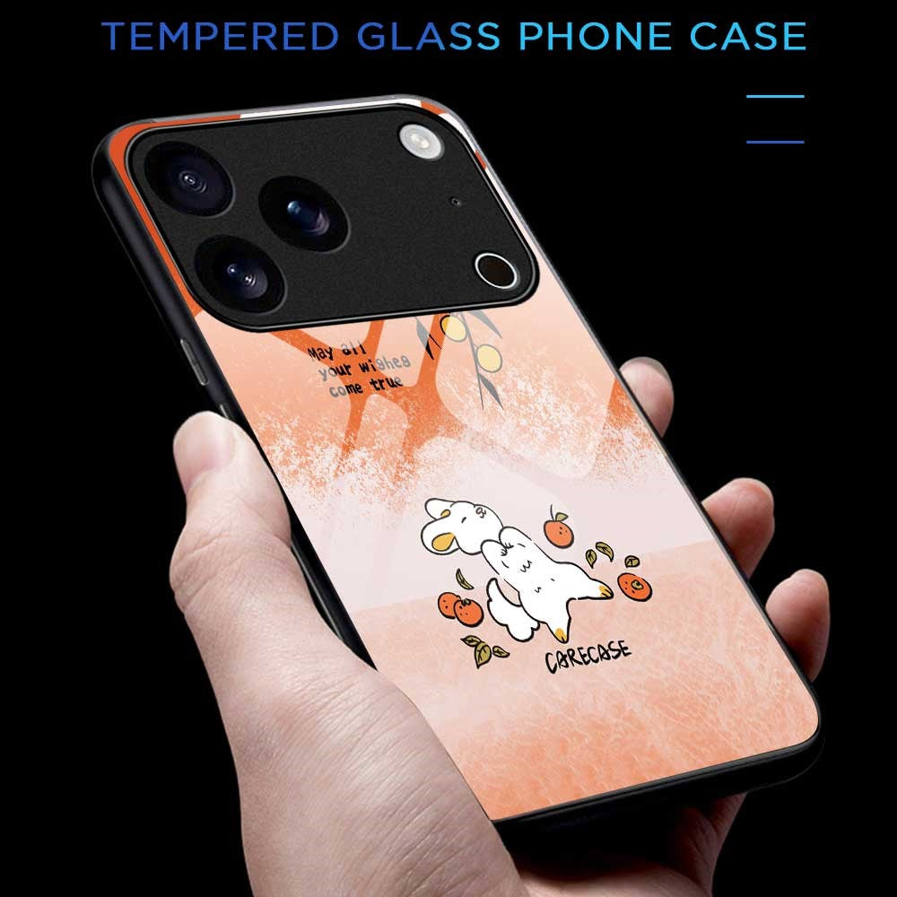 For iPhone 17 Pro Max Case PC TPU Tempered Glass Pattern Printing Slim Phone Back Cover - B0289
