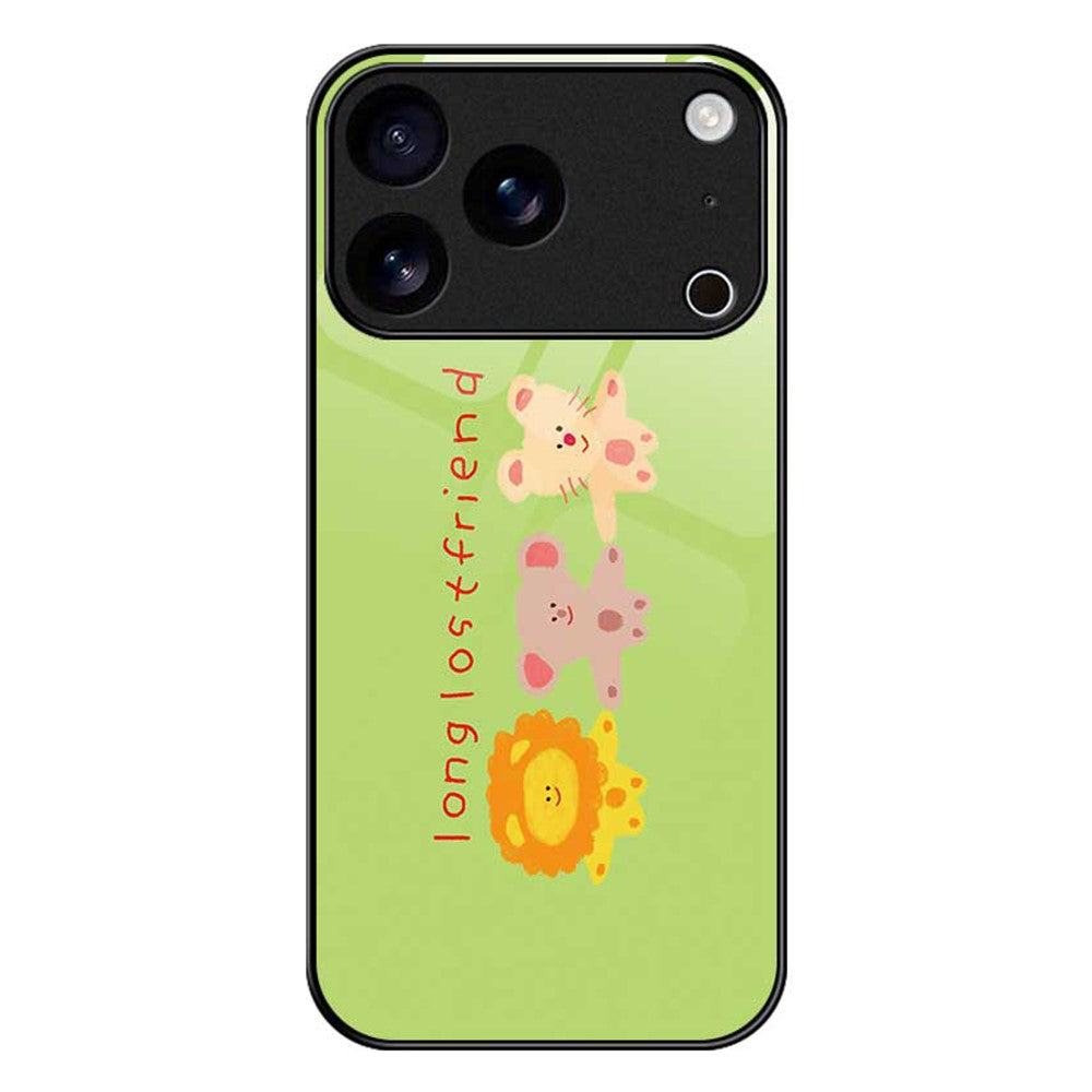 For iPhone 17 Pro Max Case PC TPU Tempered Glass Pattern Printing Slim Phone Back Cover - B0291