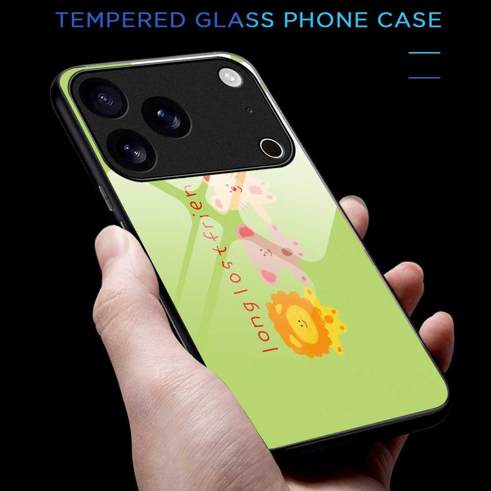 For iPhone 17 Pro Max Case PC TPU Tempered Glass Pattern Printing Slim Phone Back Cover - B0291