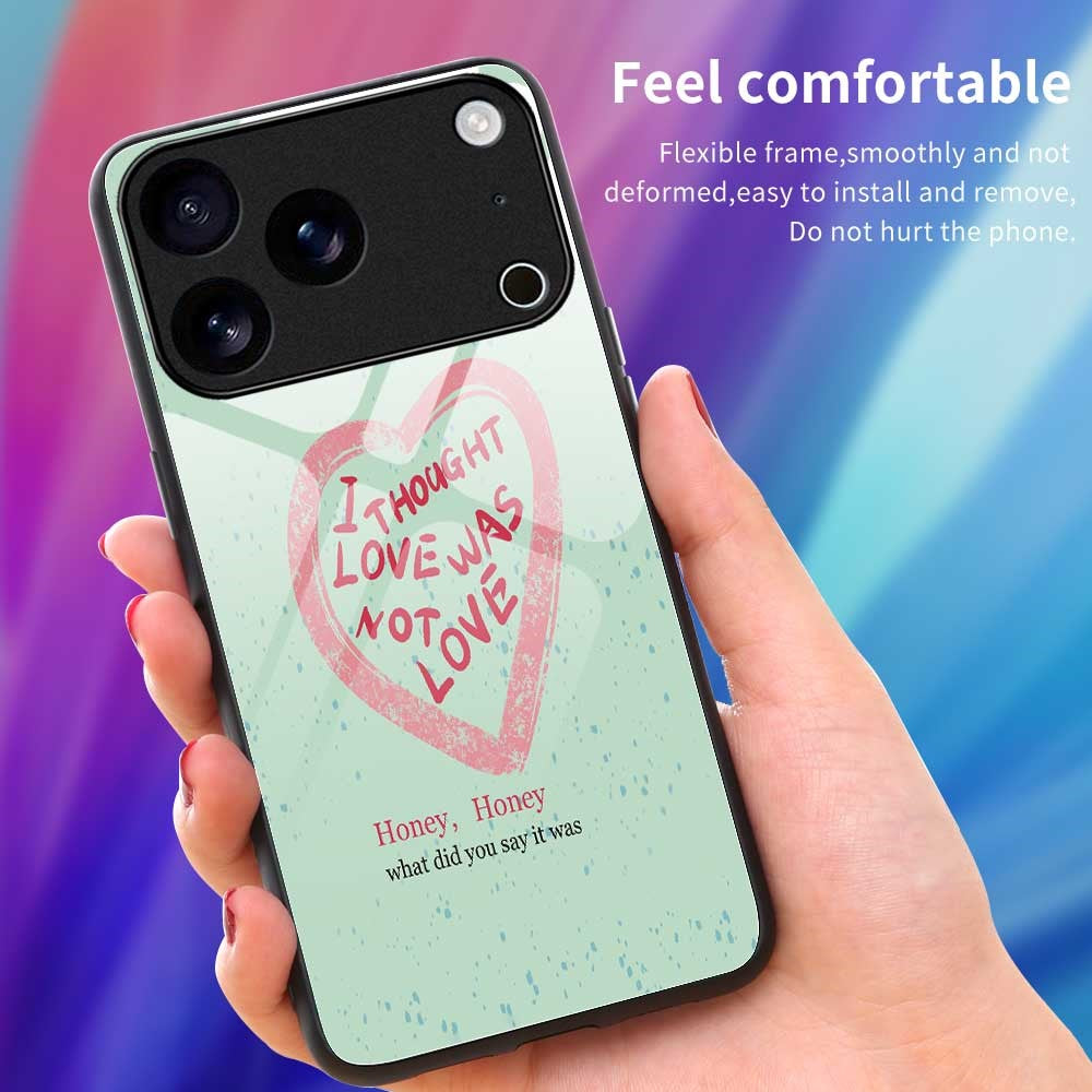 For iPhone 17 Pro Max Case PC TPU Tempered Glass Pattern Printing Slim Phone Back Cover - B0292