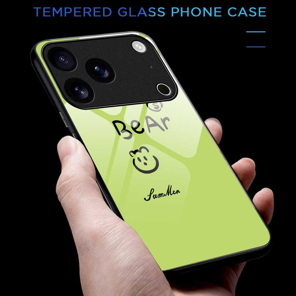 For iPhone 17 Pro Max Case TPU PC Tempered Glass Pattern Printing Slim Phone Back Cover - B0297