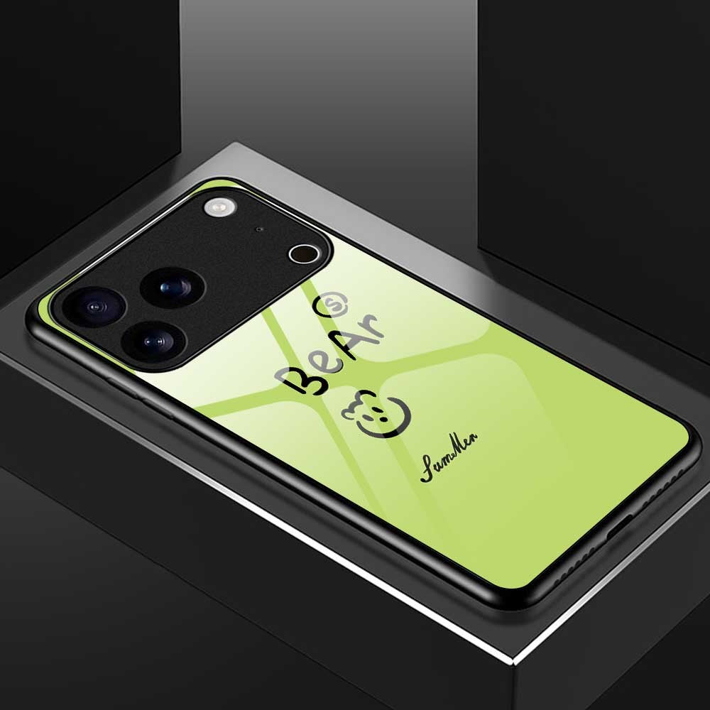 For iPhone 17 Pro Max Case TPU PC Tempered Glass Pattern Printing Slim Phone Back Cover - B0297