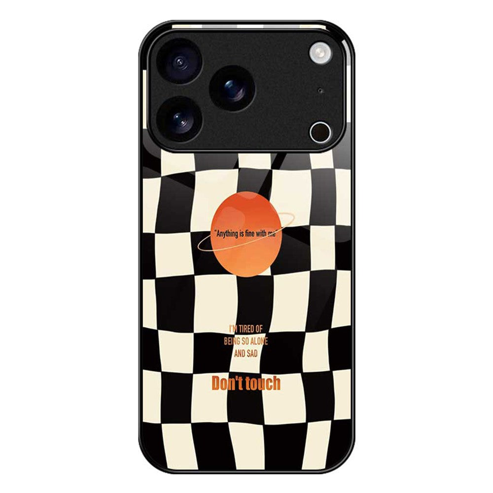 For iPhone 17 Pro Max Case TPU PC Tempered Glass Pattern Printing Slim Phone Back Cover - B0301