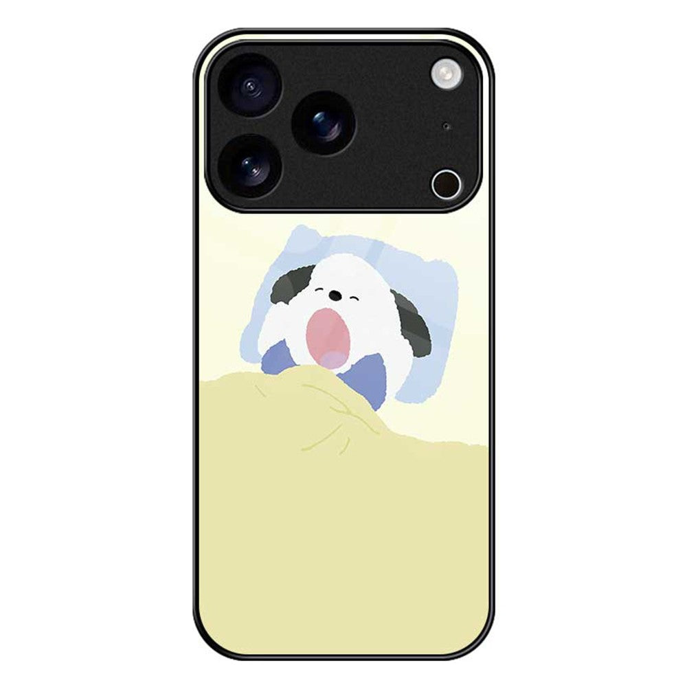 For iPhone 17 Pro Max Case TPU PC Tempered Glass Pattern Printing Slim Phone Back Cover - B0302