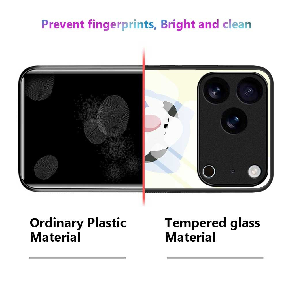 For iPhone 17 Pro Max Case TPU PC Tempered Glass Pattern Printing Slim Phone Back Cover - B0302