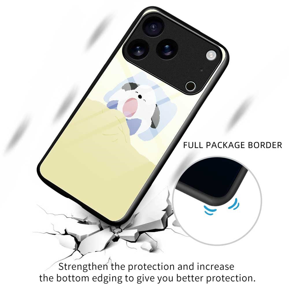 For iPhone 17 Pro Max Case TPU PC Tempered Glass Pattern Printing Slim Phone Back Cover - B0302