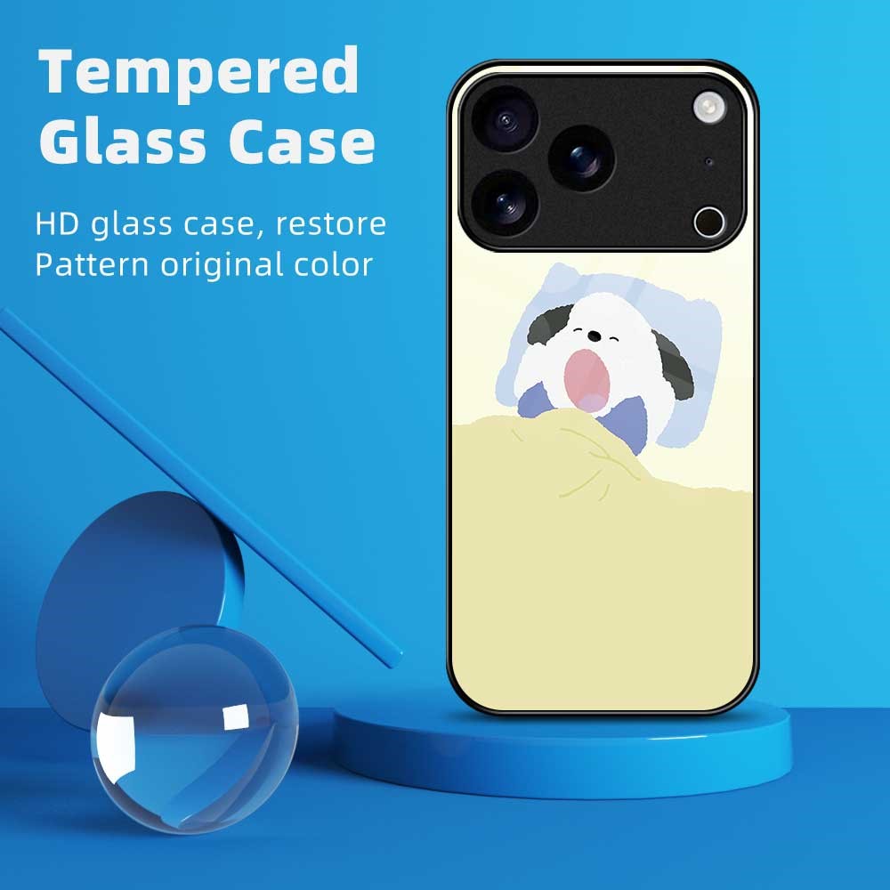 For iPhone 17 Pro Max Case TPU PC Tempered Glass Pattern Printing Slim Phone Back Cover - B0302