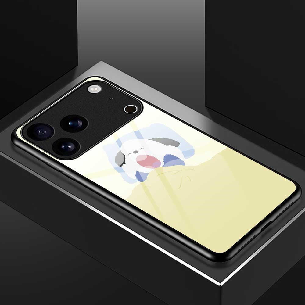 For iPhone 17 Pro Max Case TPU PC Tempered Glass Pattern Printing Slim Phone Back Cover - B0302