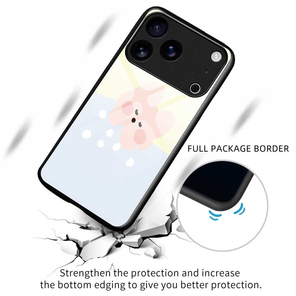 For iPhone 17 Pro Max Case TPU PC Tempered Glass Pattern Printing Slim Phone Back Cover - B0304